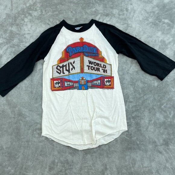 Vintage Styx Paradise Theatre 1981 World Tour Raglan T-Shirt M 2320 - Picture 1 of 10